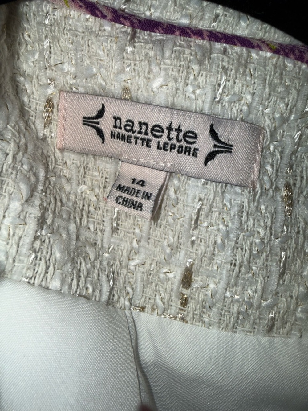 Nanette Lepore Ivory Tweed Double-Breasted Blazer - Picture 2 of 2